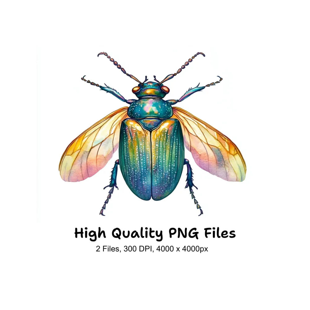 Colorful Flying Beetle Clipart Bundle