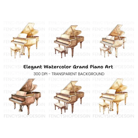 Elegant Grand Piano Clipart Bundle