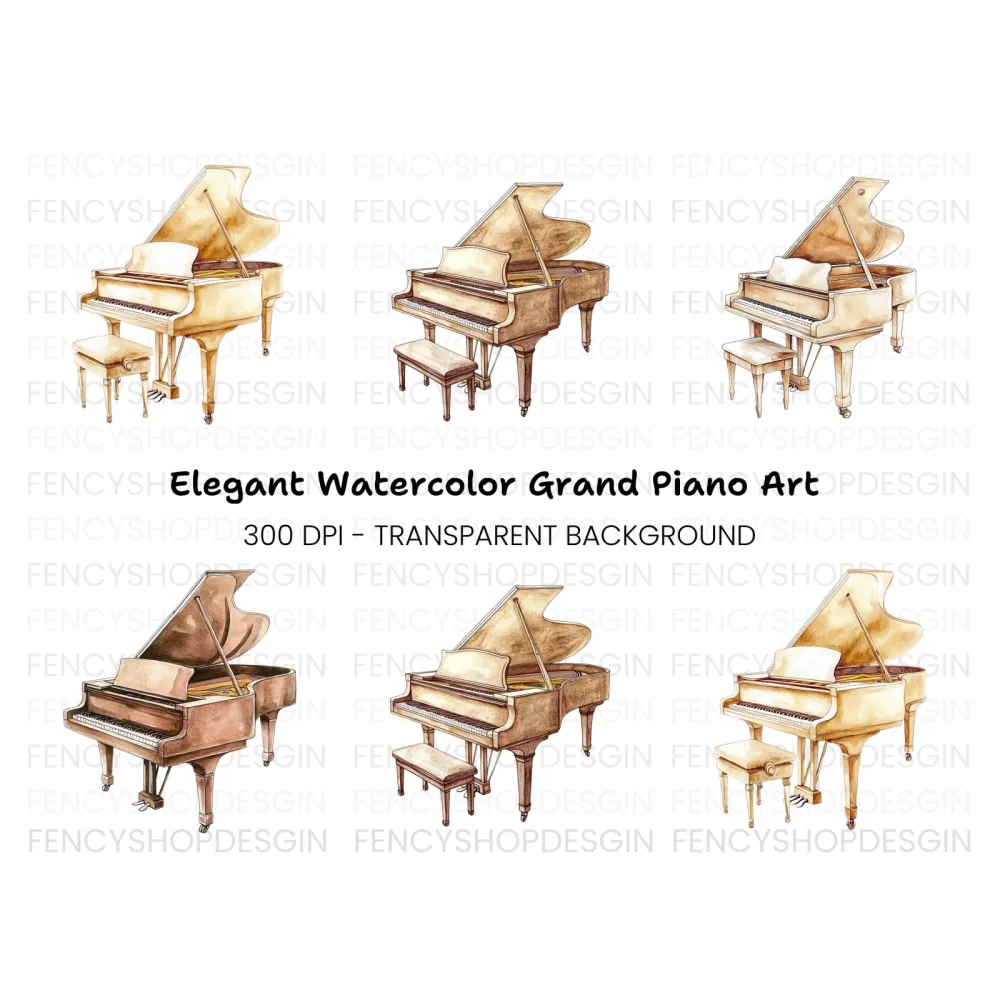 Elegant Grand Piano Clipart Bundle