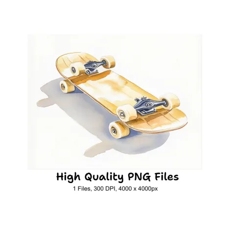 Classic Wooden Skateboard Clipart Bundle