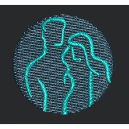 Dou Silhouette Emblem Embroidery Design
