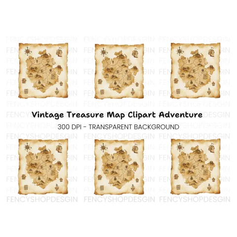 Fantasy Island Treasure Map Clipart Bundle