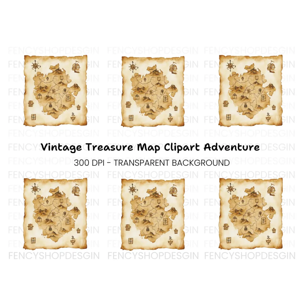 Fantasy Island Treasure Map Clipart Bundle