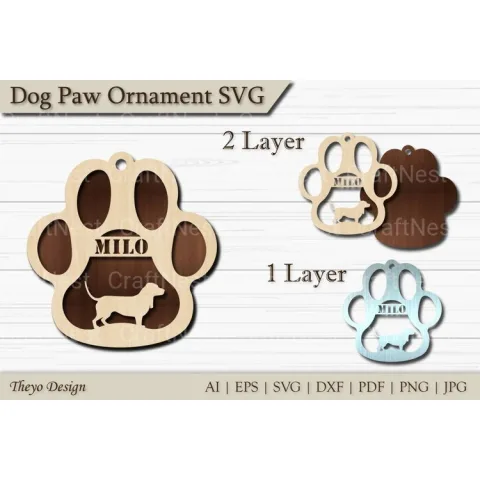 Dog Paw Ornament SVG Bundle
