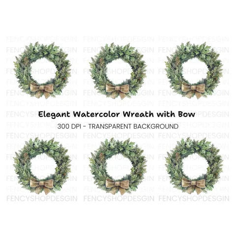 Elegant Holly Wreath Clipart Bundle