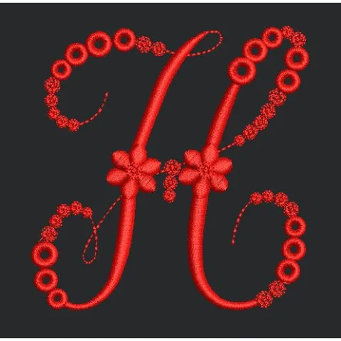 Floral Red Colour Embroidery Design