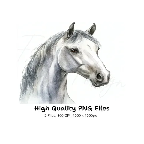 Elegant White Horse Clipart Bundle