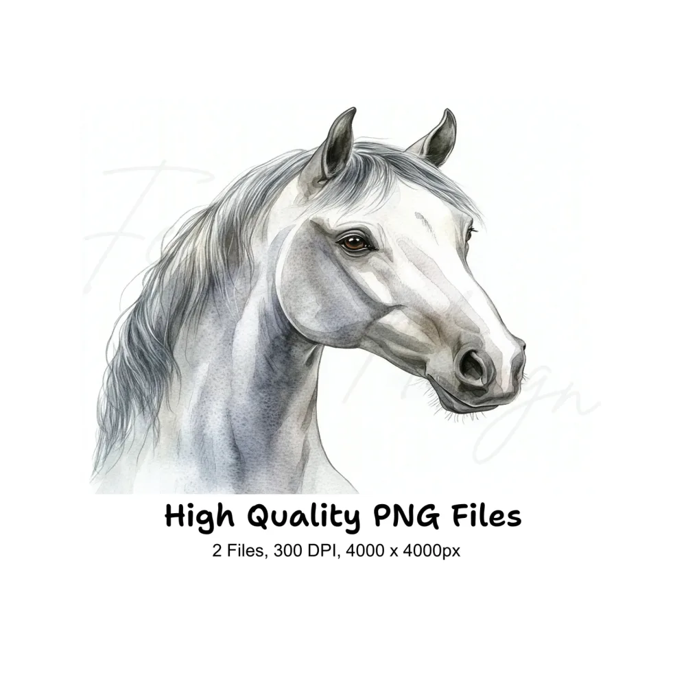 Elegant White Horse Clipart Bundle