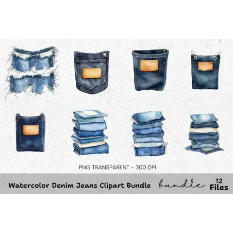 Denim Jeans Clipart Bundle
