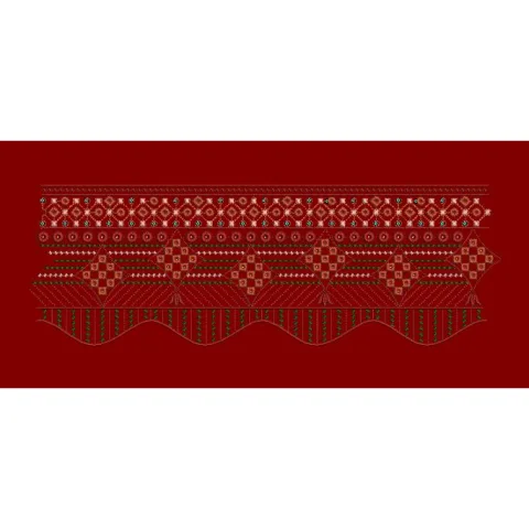 Checkerboard Diamond Scallop Border Embroidery Design