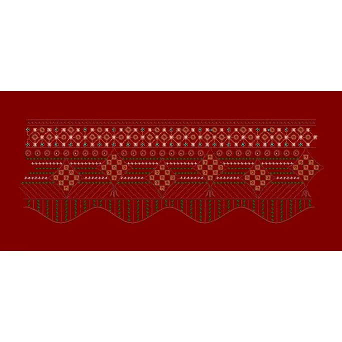 Checkerboard Diamond Scallop Border Embroidery Design