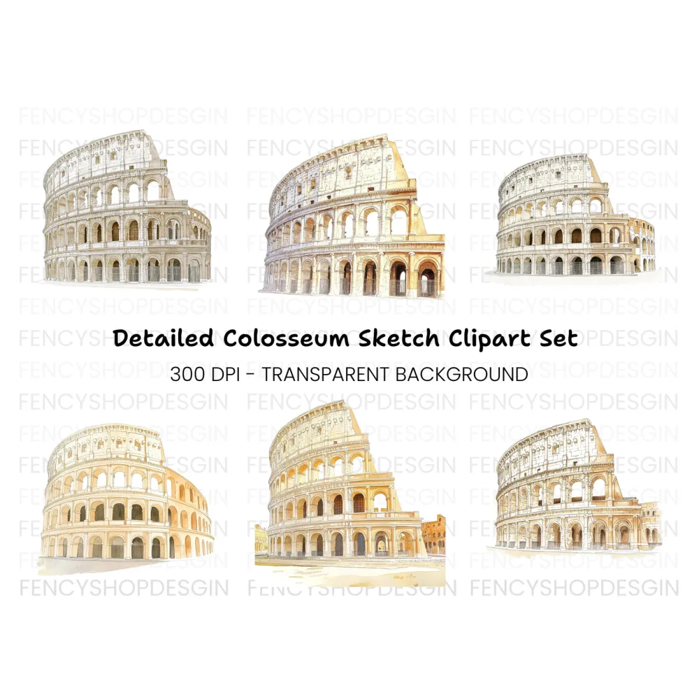 Ancient Roman Colosseum Clipart Bundle