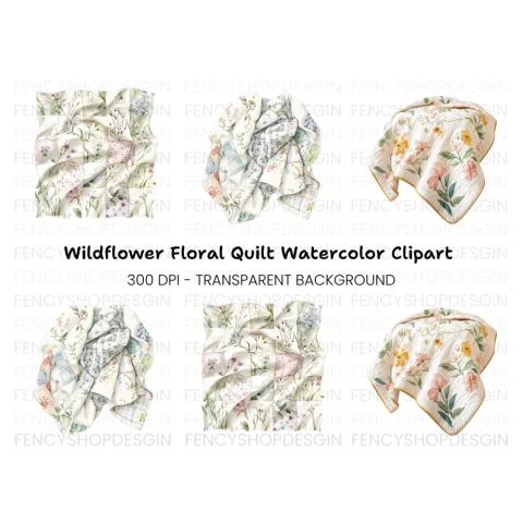 Floral Quilt Clipart Bundle