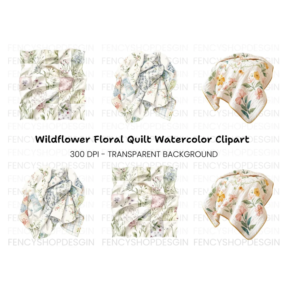 Floral Quilt Clipart Bundle