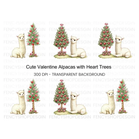 Cute Alpaca Valentine Day Clipart Bundle