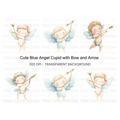 Adorable Cupid with Bow and Arrow Clipart Bundle