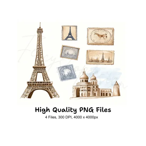 Parisian Landmarks Clipart Bundle