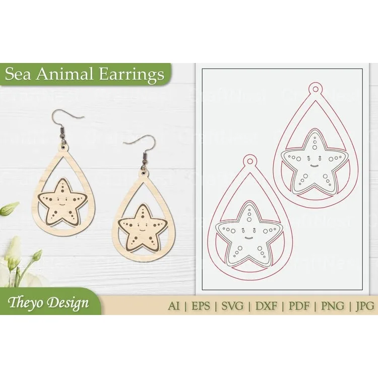 Sea Animal Earrings SVG Bundle