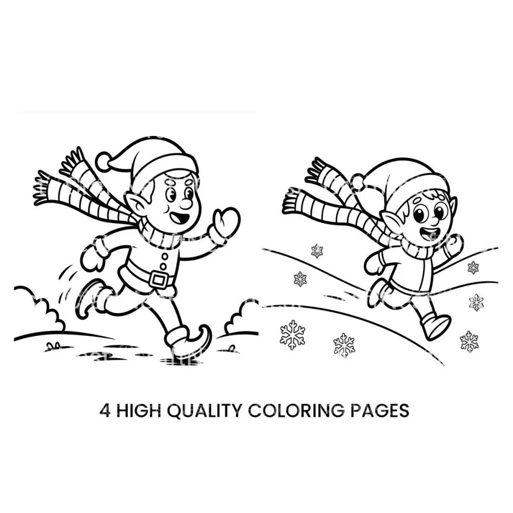 Christmas Elf Running Coloring Books