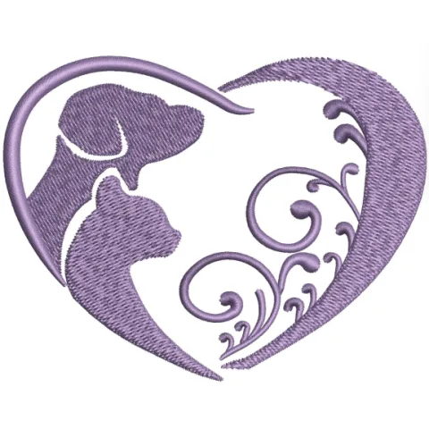 Dog With Heart Embroidery Design