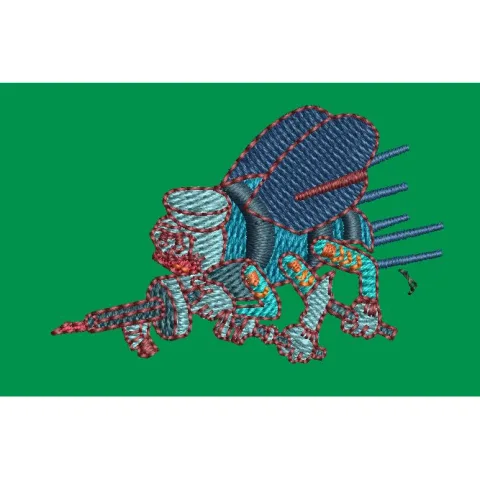 Abstract Mechanical Construct Embroidery Design