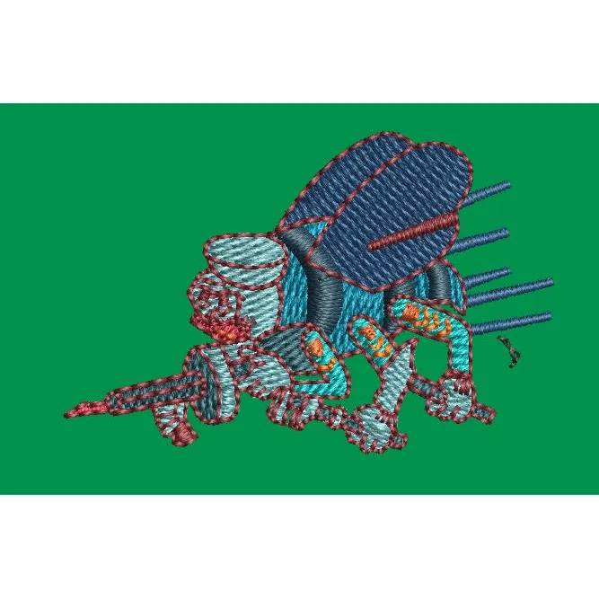 Abstract Mechanical Construct Embroidery Design
