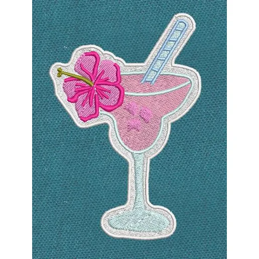 Tropical Sip Pink & Teal Embroidery Design