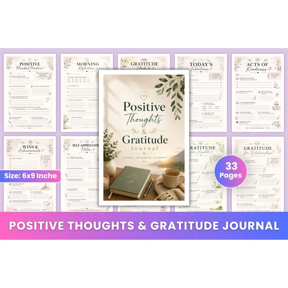 Positive Thoughts Gratitude Journal