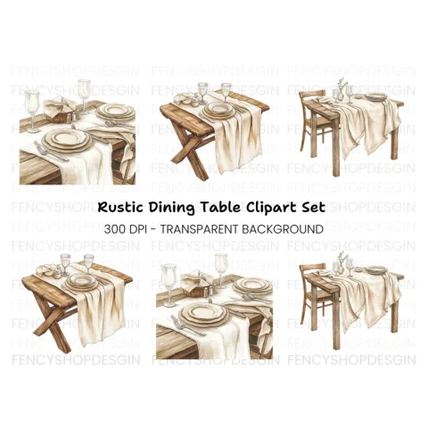 Elegant Dining Table Settings Clipart Bundle