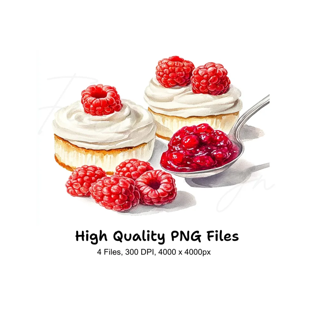 Delicious Raspberry Desserts Clipart Bundle