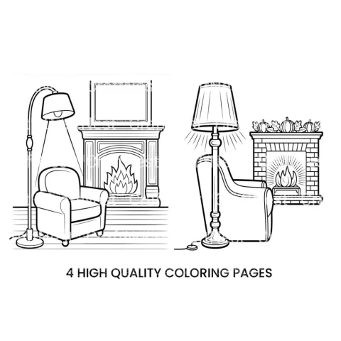 Comforting Fireplace Armchair Coloring Books