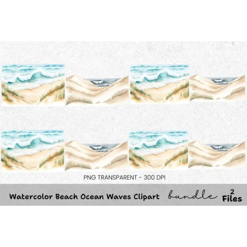 Beach Ocean Waves Clipart Bundle