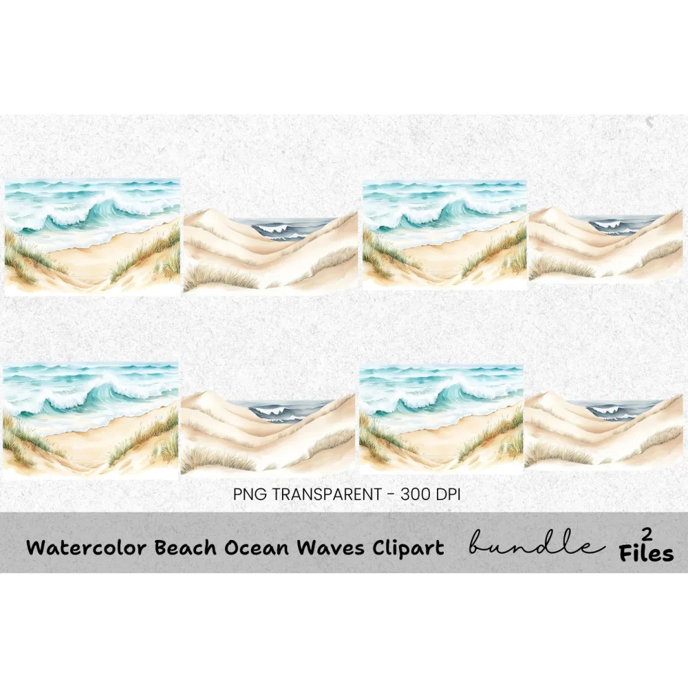 Beach Ocean Waves Clipart Bundle