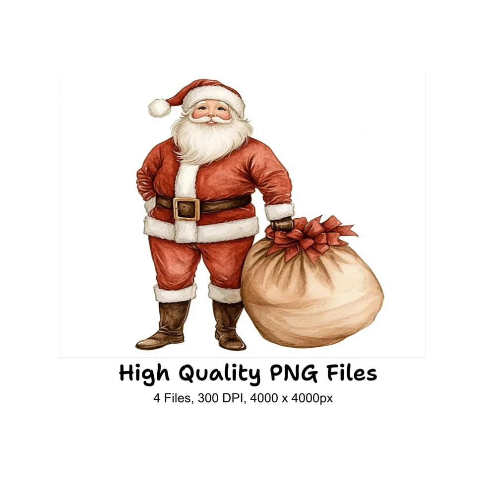 Santa Claus with Gift Sack Clipart Bundle