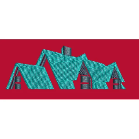 Gabled Architectural Silhouette Embroidery Design
