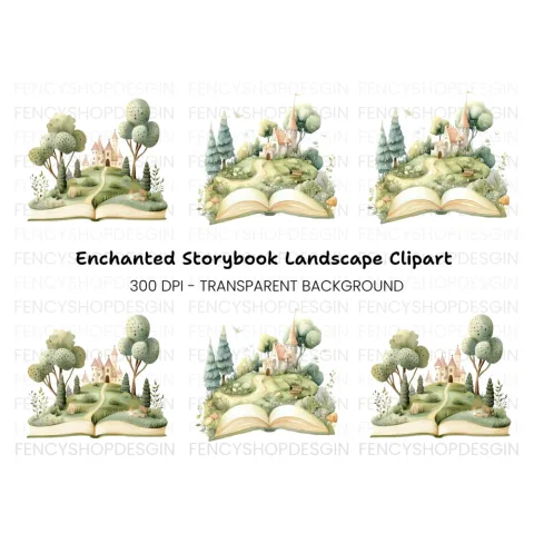 Fantasy Castle Pop Up Book Clipart Bundle