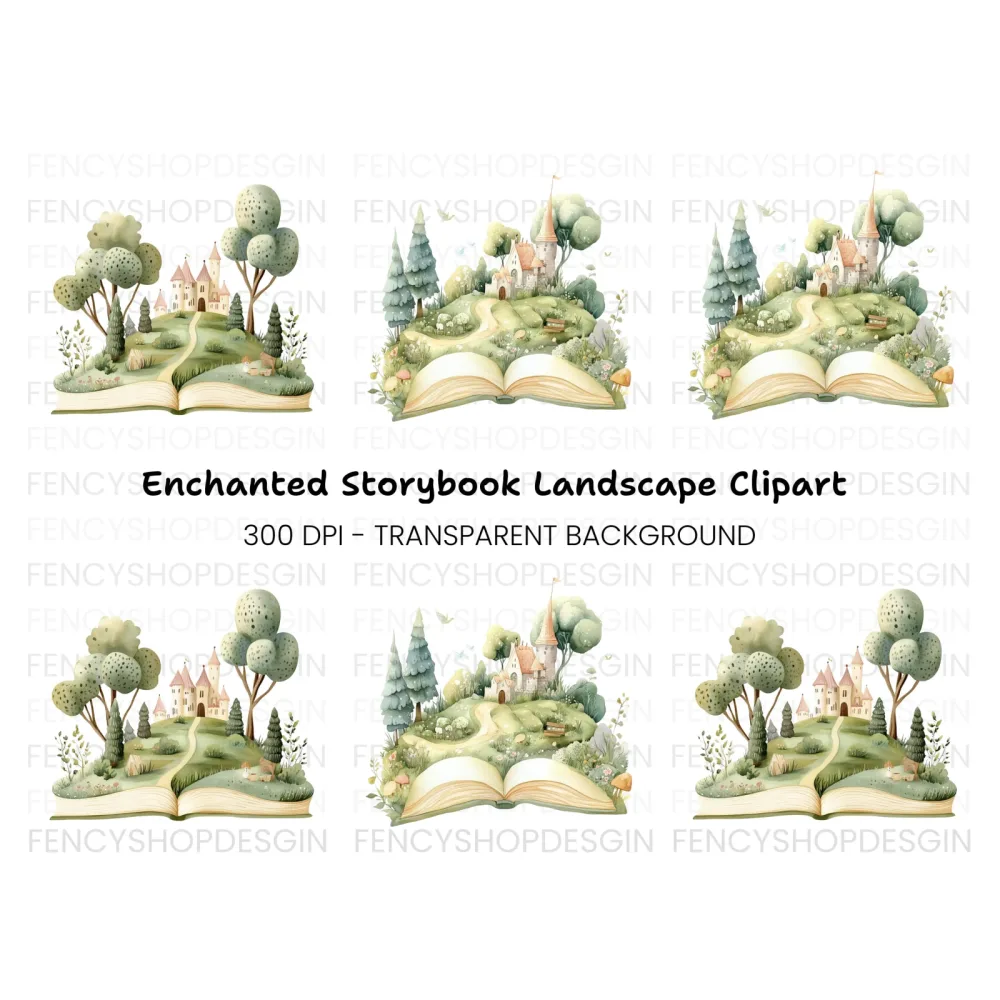 Fantasy Castle Pop Up Book Clipart Bundle
