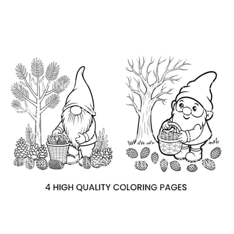 Gnome Pinecone Gathering Coloring Books