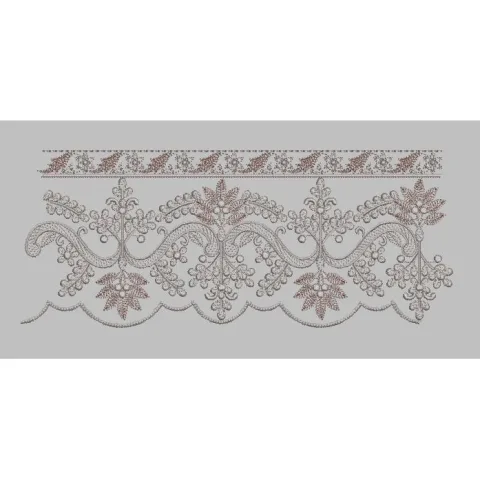 Delicate Leafy Scalloped Border Embroidery Design