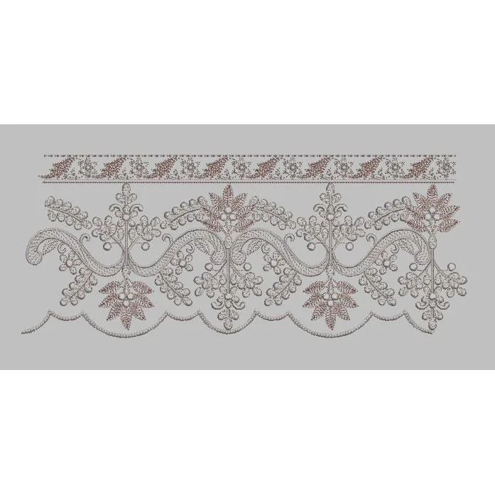 Delicate Leafy Scalloped Border Embroidery Design