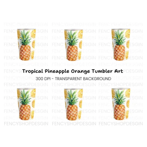 Pineapple and Orange Slices Tumbler Clipart Bundle