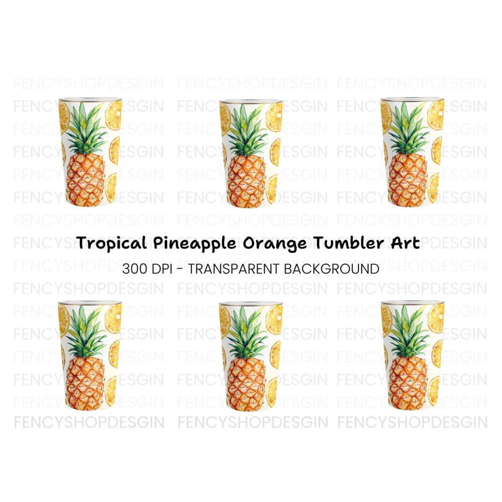 Pineapple and Orange Slices Tumbler Clipart Bundle