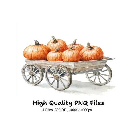 Pumpkin Cart Clipart Bundle