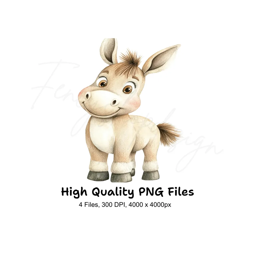 Cute Donkey Clipart Bundle