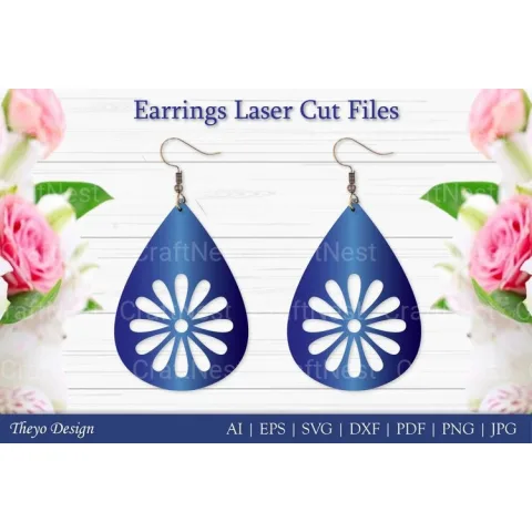 Laser Cut Flower Earrings SVG Bundle