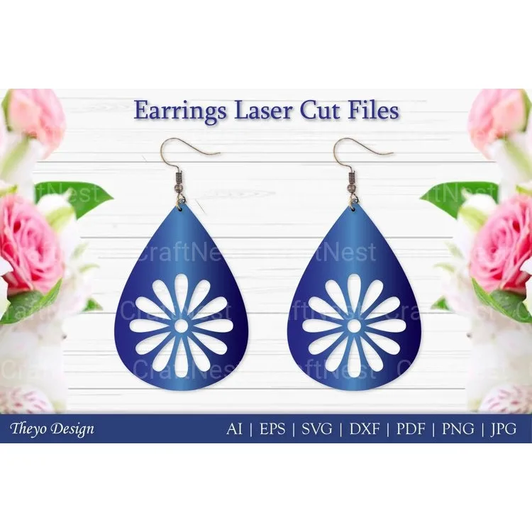 Laser Cut Flower Earrings SVG Bundle