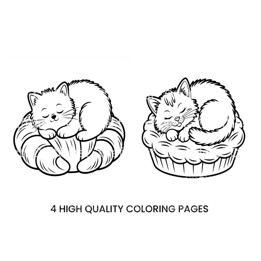 Cute Sleeping Kittens Coloring Books