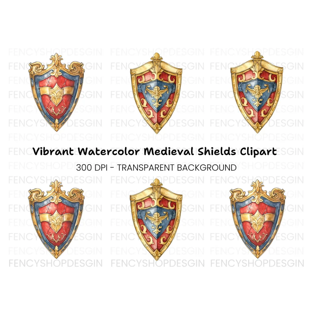 Fantasy Kingdom Shields Clipart Bundle