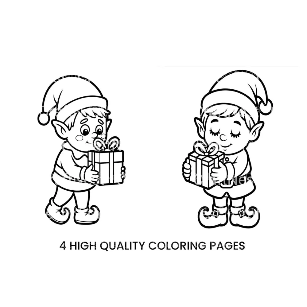 Christmas Elf With Gift Coloring Books