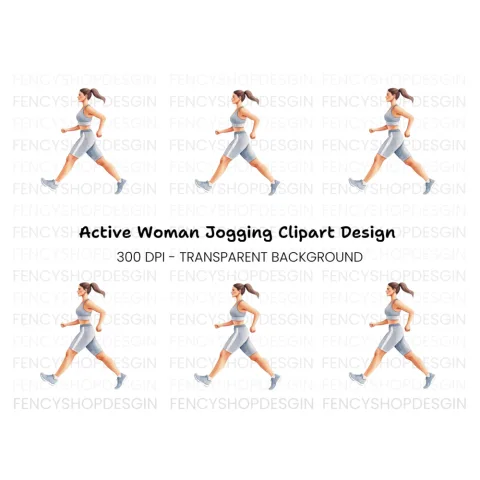 Fitness Woman Running Clipart Bundle